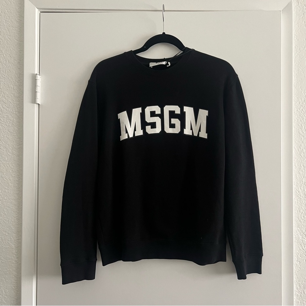 MSGM Women Black Block Logo Sweatshirt Crewneck